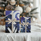 Piwakawaka New Zealand Matariki Wrapping Paper Maori New Year Silver Fern Purple Galaxy