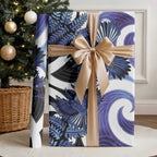 Piwakawaka New Zealand Matariki Wrapping Paper Maori New Year Silver Fern Purple Galaxy