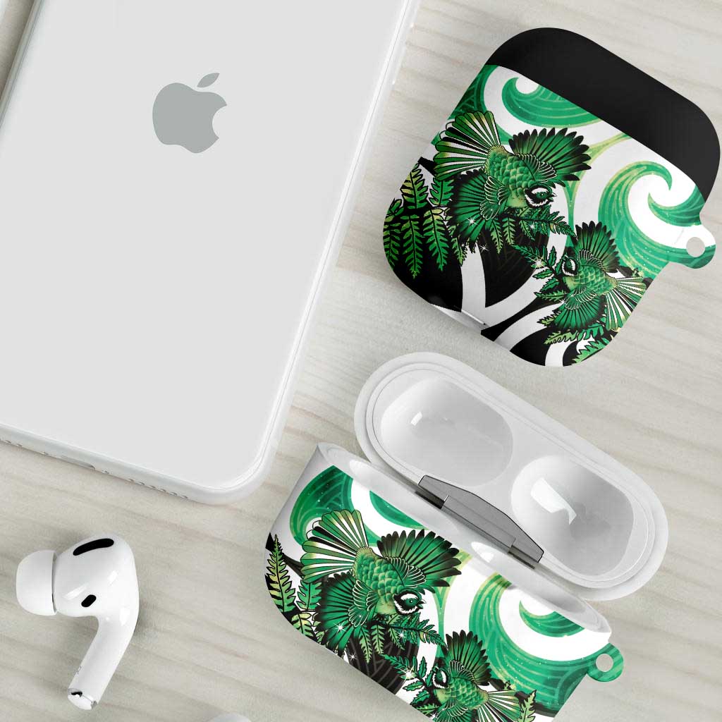 Piwakawaka New Zealand Matariki AirPods Case Maori New Year Silver Fern Green Galaxy