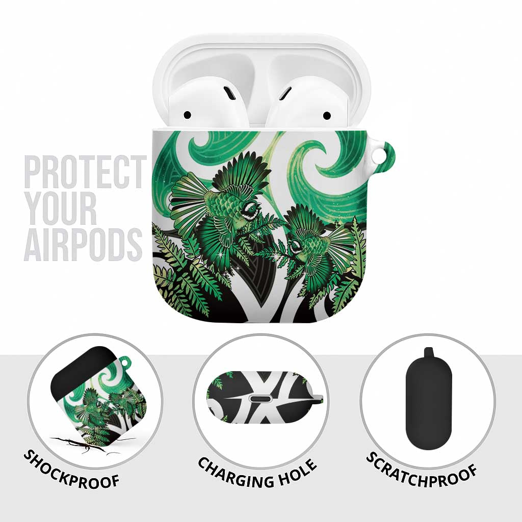 Piwakawaka New Zealand Matariki AirPods Case Maori New Year Silver Fern Green Galaxy
