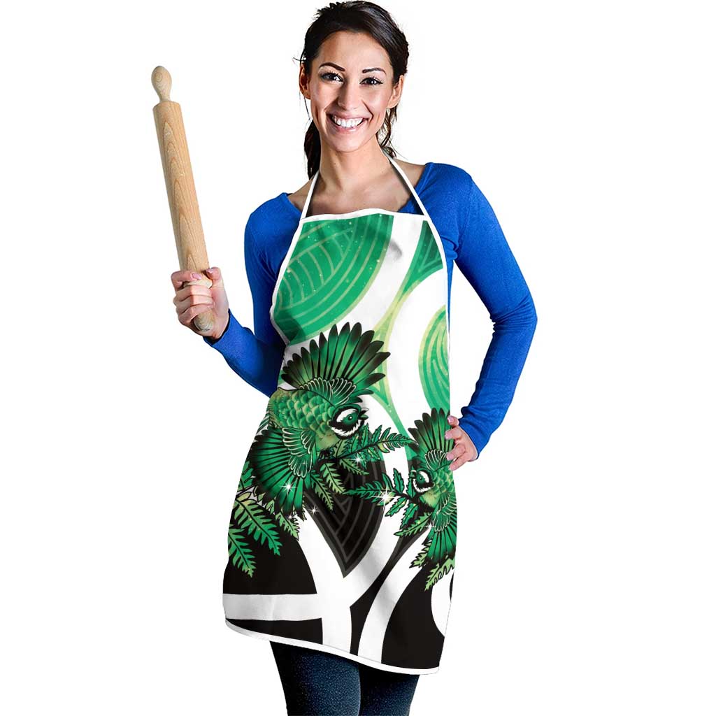 Piwakawaka New Zealand Matariki Apron Maori New Year Silver Fern Green Galaxy