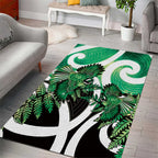 Piwakawaka New Zealand Matariki Area Rug Maori New Year Silver Fern Green Galaxy