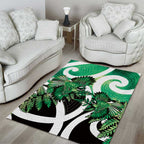 Piwakawaka New Zealand Matariki Area Rug Maori New Year Silver Fern Green Galaxy