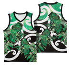 Piwakawaka New Zealand Matariki Basketball Jersey Maori New Year Silver Fern Green Galaxy