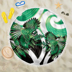 Piwakawaka New Zealand Matariki Beach Blanket Maori New Year Silver Fern Green Galaxy