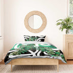 Piwakawaka New Zealand Matariki Bedding Set Maori New Year Silver Fern Green Galaxy