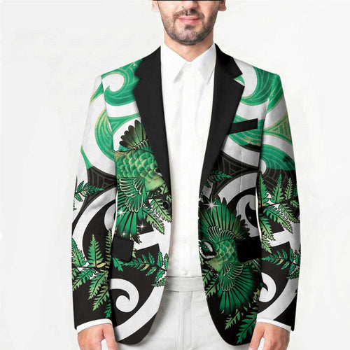 Piwakawaka New Zealand Matariki Blazer Maori New Year Silver Fern Green Galaxy