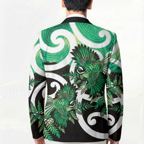 Piwakawaka New Zealand Matariki Blazer Maori New Year Silver Fern Green Galaxy