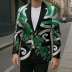 Piwakawaka New Zealand Matariki Blazer Maori New Year Silver Fern Green Galaxy