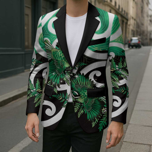 Piwakawaka New Zealand Matariki Blazer Maori New Year Silver Fern Green Galaxy