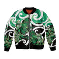 Piwakawaka New Zealand Matariki Bomber Jacket Maori New Year Silver Fern Green Galaxy