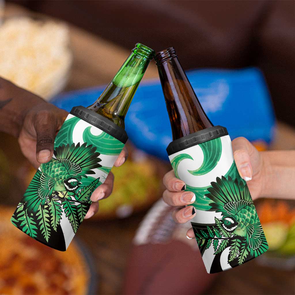 Piwakawaka New Zealand Matariki 4 in 1 Can Cooler Tumbler Maori New Year Silver Fern Green Galaxy