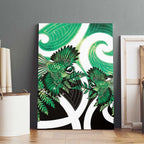 Piwakawaka New Zealand Matariki Canvas Wall Art Maori New Year Silver Fern Green Galaxy