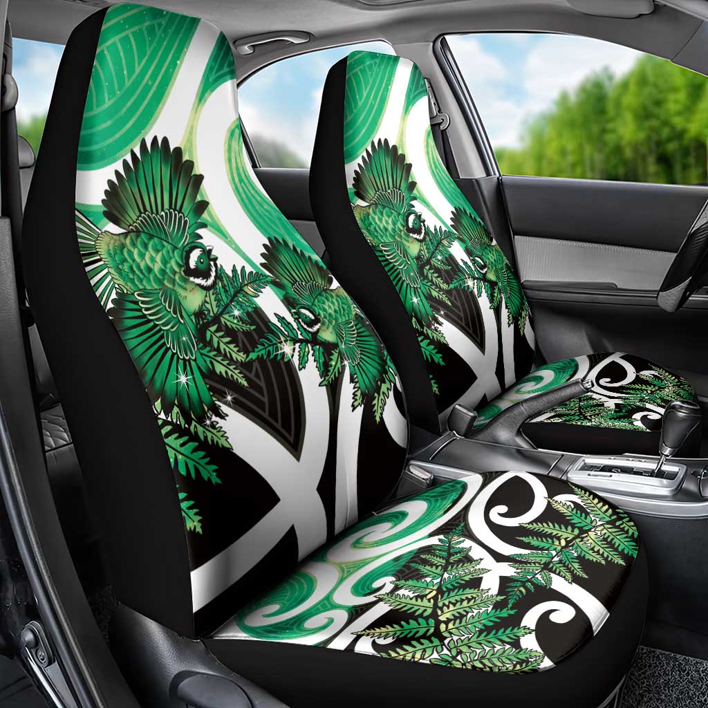Piwakawaka New Zealand Matariki Car Seat Cover Maori New Year Silver Fern Green Galaxy