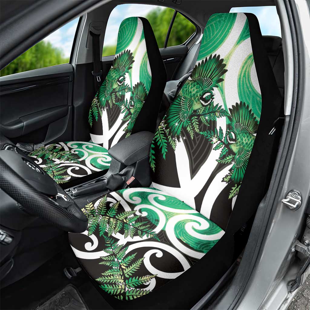 Piwakawaka New Zealand Matariki Car Seat Cover Maori New Year Silver Fern Green Galaxy