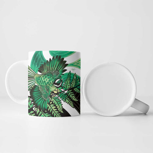 Piwakawaka New Zealand Matariki Ceramic Mug Maori New Year Silver Fern Green Galaxy