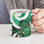 Piwakawaka New Zealand Matariki Ceramic Mug Maori New Year Silver Fern Green Galaxy