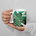 Piwakawaka New Zealand Matariki Ceramic Mug Maori New Year Silver Fern Green Galaxy
