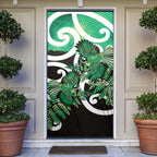 Piwakawaka New Zealand Matariki Door Cover Maori New Year Silver Fern Green Galaxy