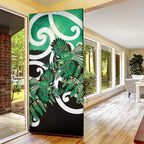 Piwakawaka New Zealand Matariki Door Cover Maori New Year Silver Fern Green Galaxy