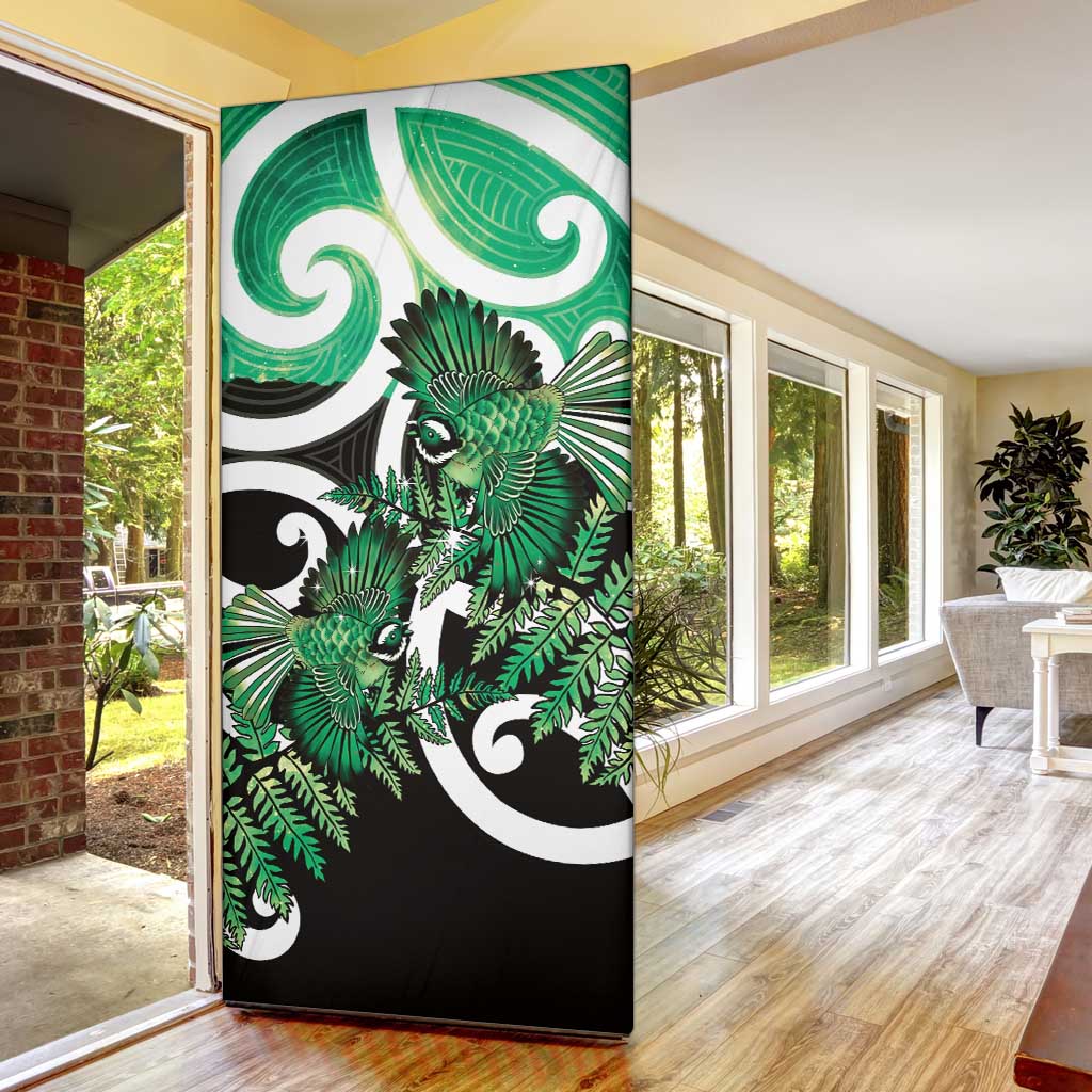 Piwakawaka New Zealand Matariki Door Cover Maori New Year Silver Fern Green Galaxy