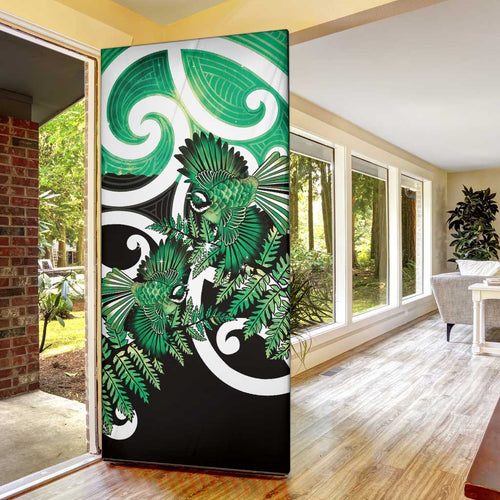 Piwakawaka New Zealand Matariki Door Cover Maori New Year Silver Fern Green Galaxy