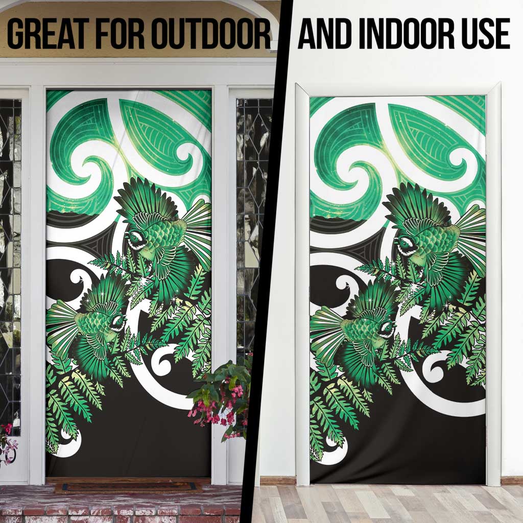 Piwakawaka New Zealand Matariki Door Cover Maori New Year Silver Fern Green Galaxy