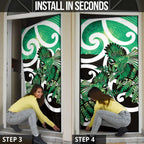 Piwakawaka New Zealand Matariki Door Cover Maori New Year Silver Fern Green Galaxy