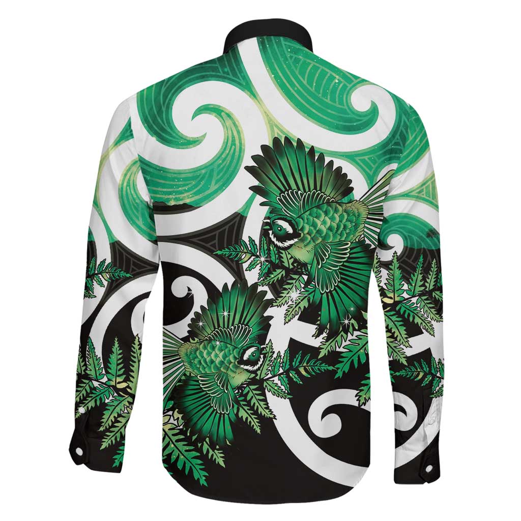 Piwakawaka New Zealand Matariki Family Matching Mermaid Dress and Hawaiian Shirt Maori New Year Silver Fern Green Galaxy