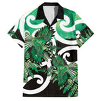 Piwakawaka New Zealand Matariki Family Matching Puletasi and Hawaiian Shirt Maori New Year Silver Fern Green Galaxy