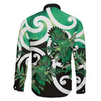 Piwakawaka New Zealand Matariki Family Matching Tank Maxi Dress and Hawaiian Shirt Maori New Year Silver Fern Green Galaxy