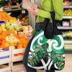 Piwakawaka New Zealand Matariki Grocery Bag Maori New Year Silver Fern Green Galaxy