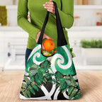Piwakawaka New Zealand Matariki Grocery Bag Maori New Year Silver Fern Green Galaxy
