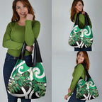 Piwakawaka New Zealand Matariki Grocery Bag Maori New Year Silver Fern Green Galaxy