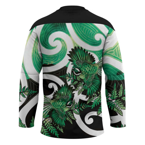 Piwakawaka New Zealand Matariki Hockey Jersey Maori New Year Silver Fern Green Galaxy