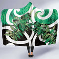 Piwakawaka New Zealand Matariki Hooded Blanket Maori New Year Silver Fern Green Galaxy