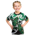 Piwakawaka New Zealand Matariki Kid T Shirt Maori New Year Silver Fern Green Galaxy