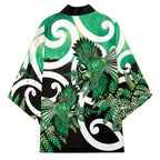 Piwakawaka New Zealand Matariki Kimono Maori New Year Silver Fern Green Galaxy