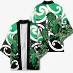 Piwakawaka New Zealand Matariki Kimono Maori New Year Silver Fern Green Galaxy