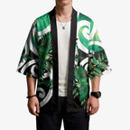 Piwakawaka New Zealand Matariki Kimono Maori New Year Silver Fern Green Galaxy