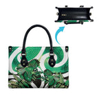 Piwakawaka New Zealand Matariki Leather Bag Maori New Year Silver Fern Green Galaxy