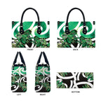 Piwakawaka New Zealand Matariki Leather Bag Maori New Year Silver Fern Green Galaxy