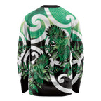 Piwakawaka New Zealand Matariki Long Sleeve Shirt Maori New Year Silver Fern Green Galaxy
