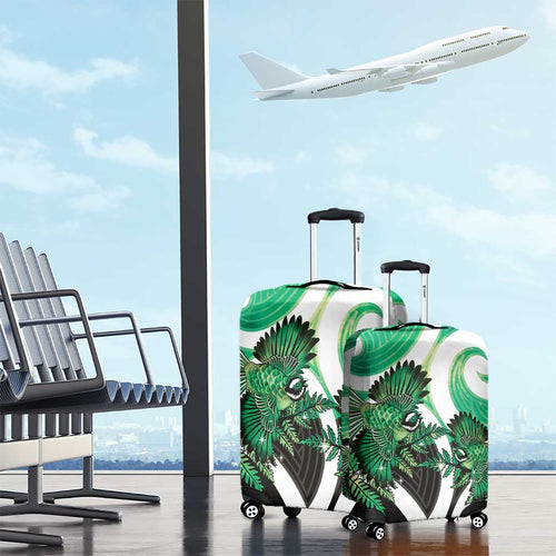 Piwakawaka New Zealand Matariki Luggage Cover Maori New Year Silver Fern Green Galaxy