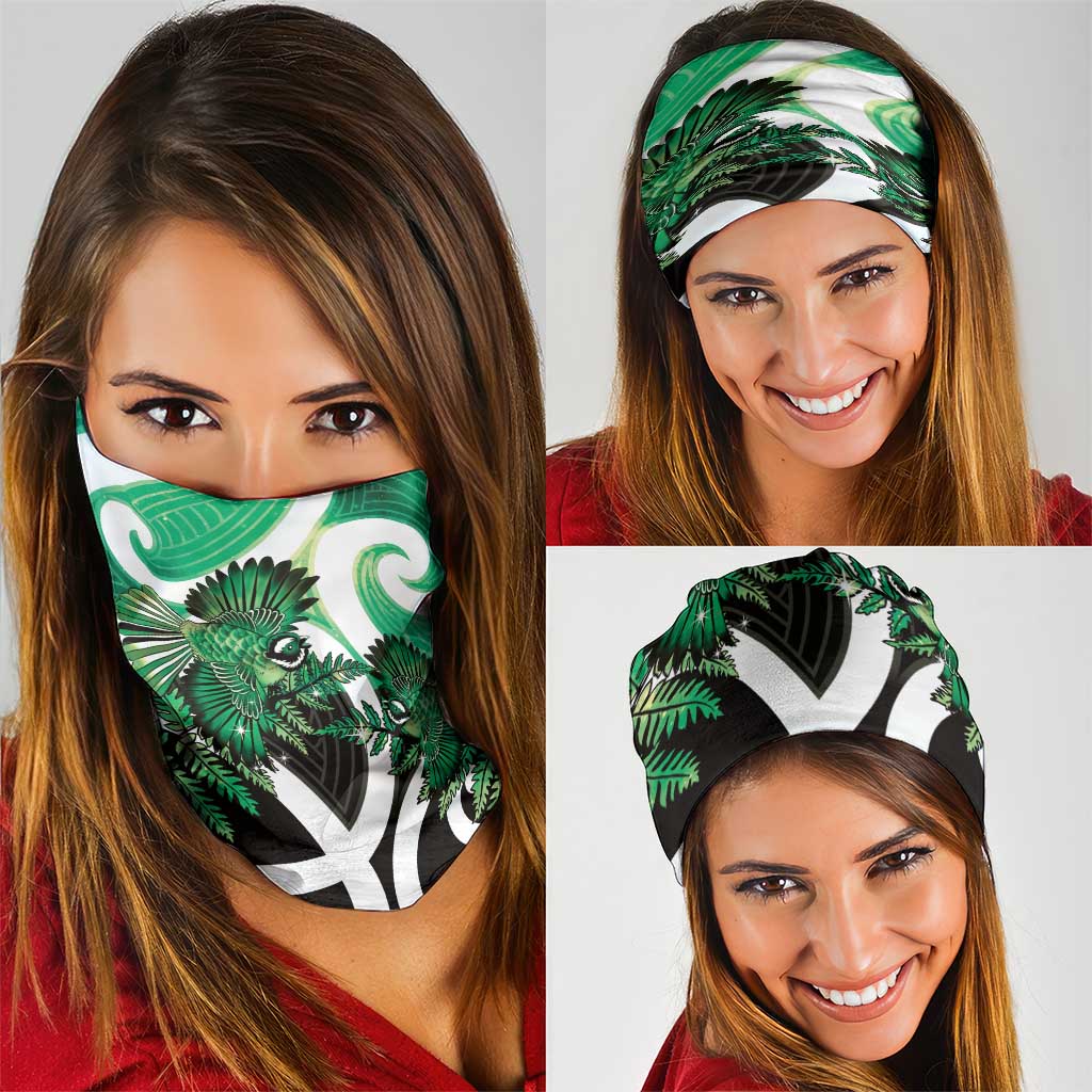 Piwakawaka New Zealand Matariki Neck Gaiter Maori New Year Silver Fern Green Galaxy