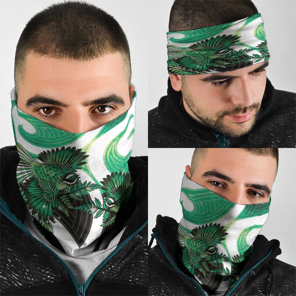 Piwakawaka New Zealand Matariki Neck Gaiter Maori New Year Silver Fern Green Galaxy