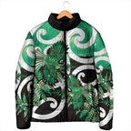 Piwakawaka New Zealand Matariki Padded Jacket Maori New Year Silver Fern Green Galaxy