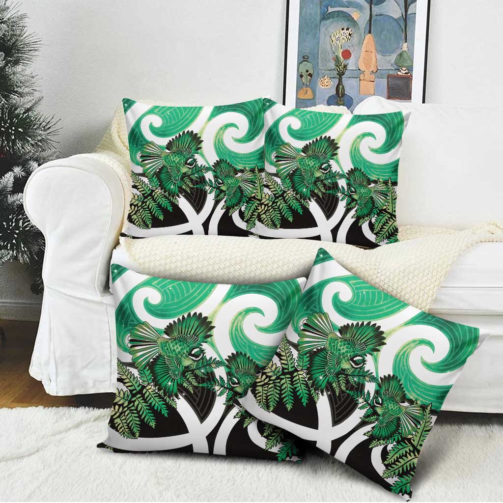 Piwakawaka New Zealand Matariki Pillow Cover Maori New Year Silver Fern Green Galaxy