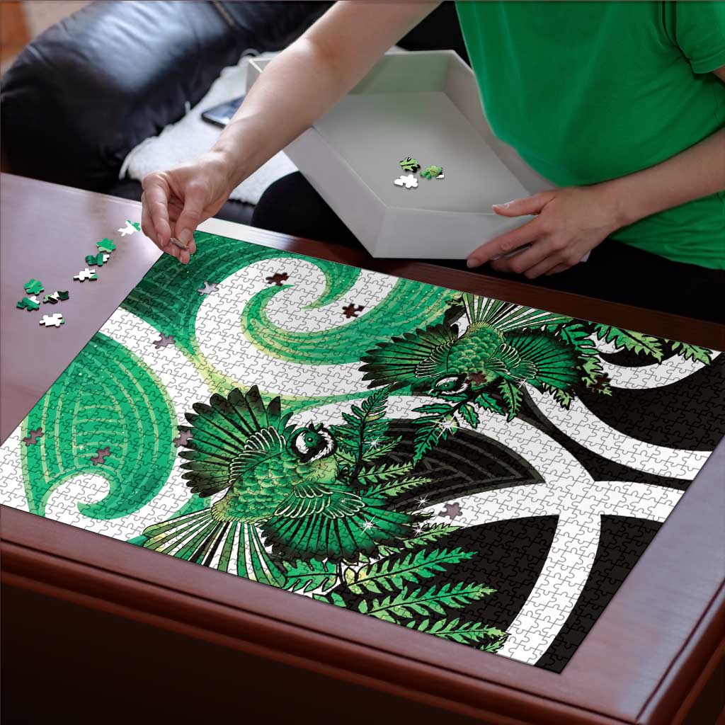 Piwakawaka New Zealand Matariki Puzzle Maori New Year Silver Fern Green Galaxy