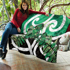 Piwakawaka New Zealand Matariki Quilt Maori New Year Silver Fern Green Galaxy